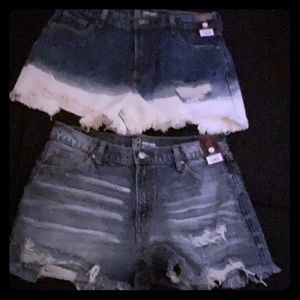 2 high rise jean shorts